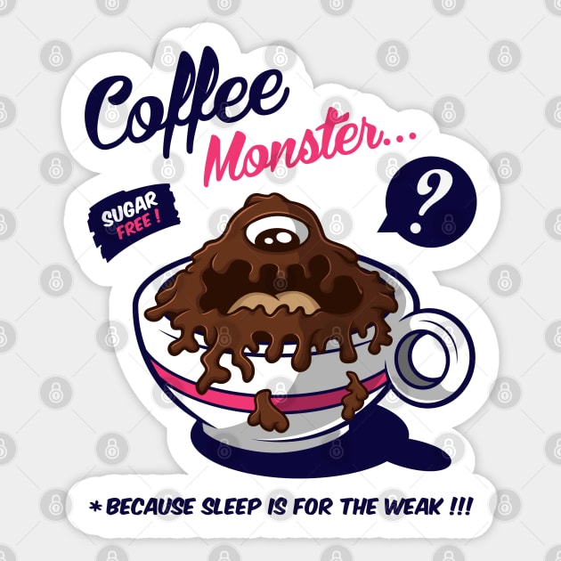 Coffee Monster Sticker by Squinked